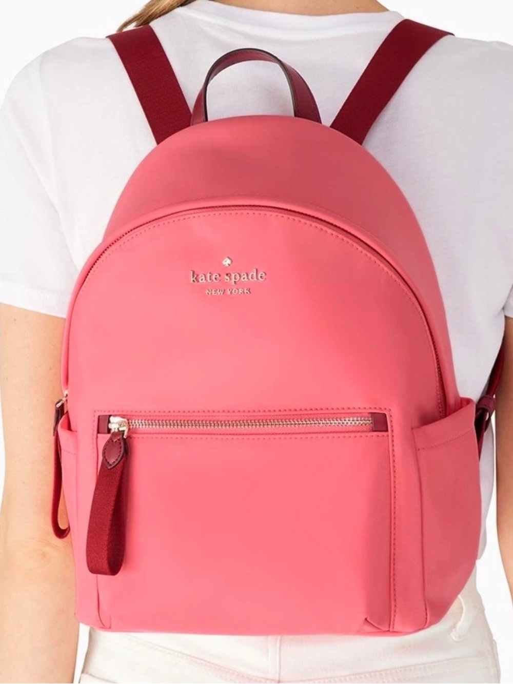 Kate Spade Chelsea Pink and Red Nylon Backpack $299 - Picture 8 of 8
